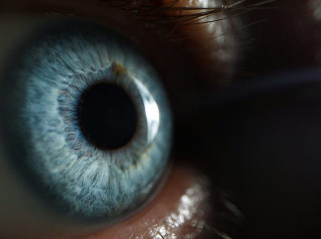 Male blue eye closup super macro background