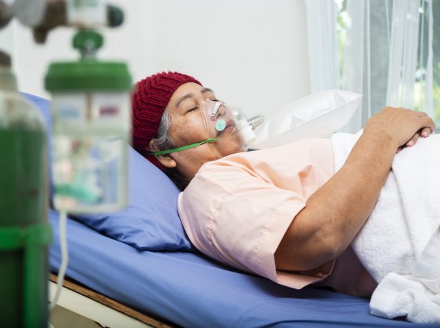 Asian elderly woman patient in hospital
