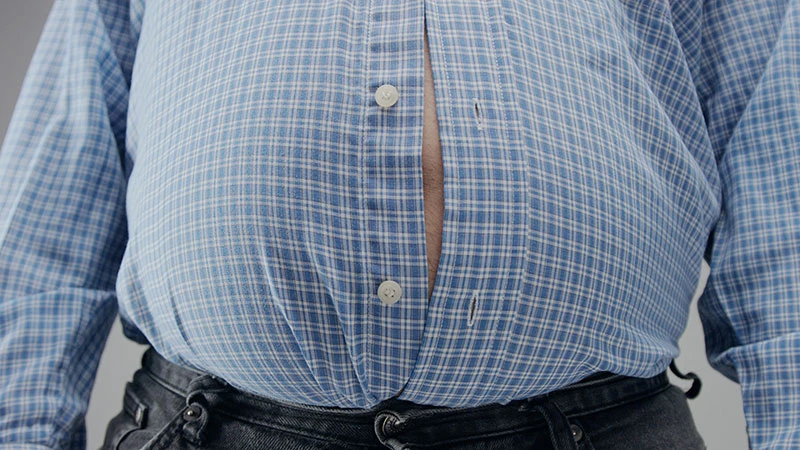 Hombre gordo con barriga enorme Imagen Obeso